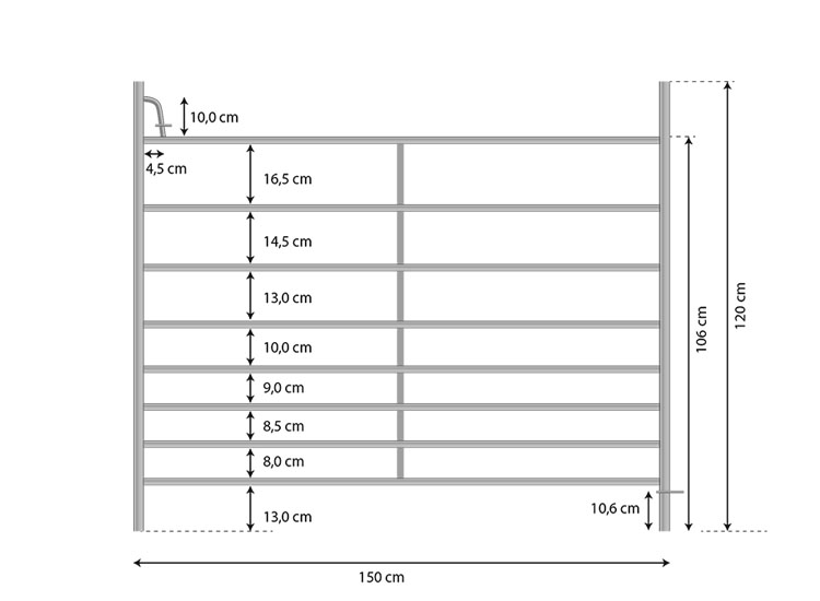 4x HAAS Kleintiergatter mit Steck-System 150 cm